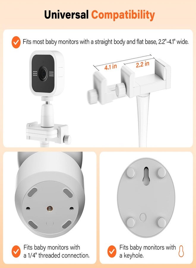 A2C Universal Baby Monitor Mount Camera Shelf Compatible with Infant Optics DXR 8 & DXR-8 Pro and Most Other Baby Monitors, Cribs, Cots, Shelves & Furniture – White - Image 4